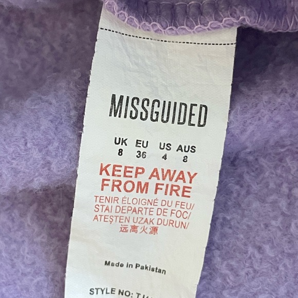 Purple Missguided Puff Sleeve Crewneck Sweater Sweatshirt size small - Picture 4 of 6